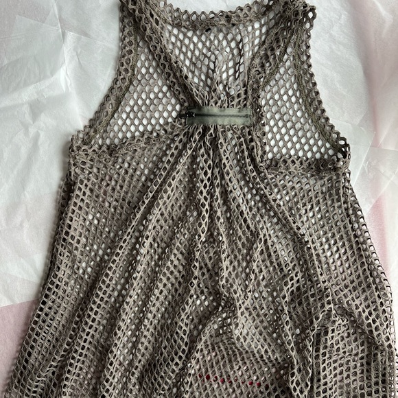 EUC SO COOL FISHNET olive grey racerback tunic *layering* sz L nightclub dance - Picture 8 of 16